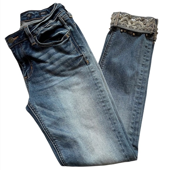 Miss Me Embellished Roll Cuff Ankle 